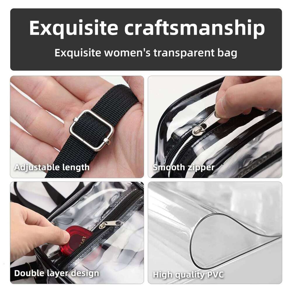 Women Clear Shoulder Stadium Approved PVC Concert Transparent Purse Simple Crossbody Bag With Front Pocket Casual Handbag Z260124