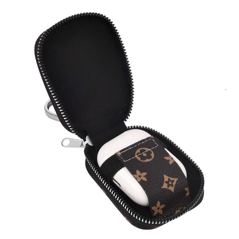 Earphone Case Classic Pattern PU Leather Pouch With Carabiner For Apple AirPods Pro 3 2 Huawei Samsung Headphones