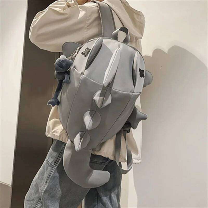 Men Women Backpack, Trendy Shark Shaped Large Capacity School Backpack Daily Bag for Casual StreetPendant Not Included Z260124