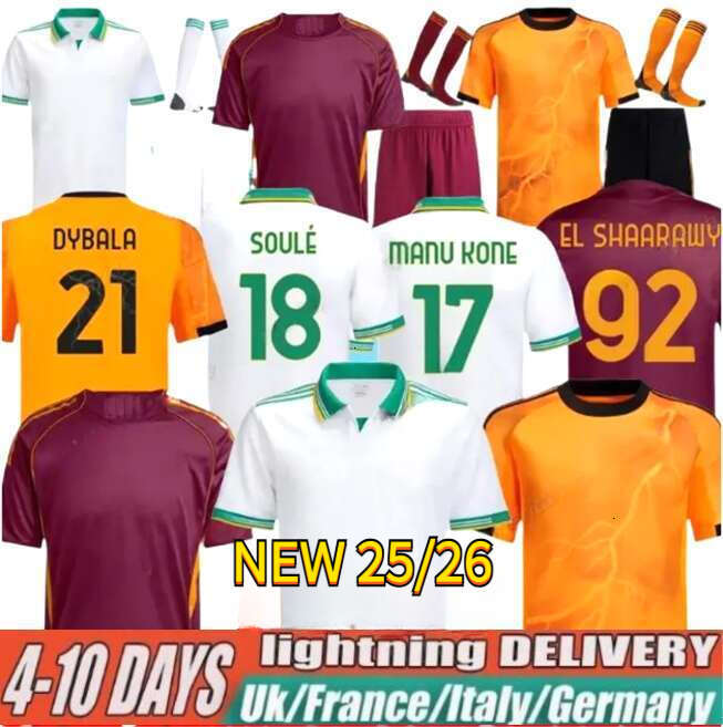 25 26 Maglia Roma Third Soccer Jerseys 2025 2026 PELLEGRINI home Away Pellegrini KONE CRISTANTE Dovbyk DYBALA Retro Football Jersey Shirts Kit Kids TOP
