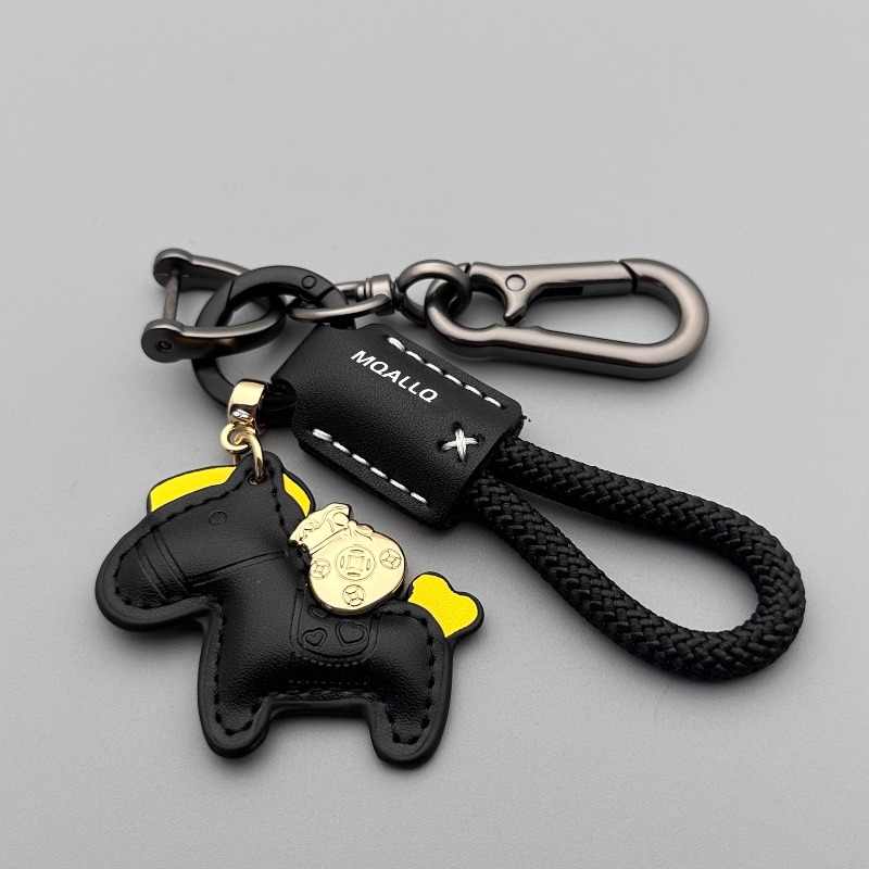 Keychain Luxury Leather Horse Birthday Gift Charm Handmade Car Key Chain for Women Men Couple Gift - view 5