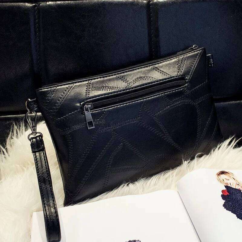 Rivet Punk Envelope Clutch PU Leather Studded Wristlet Handbags Women Hand Trend Black Shoulder Bag Retro Crossbody Bags