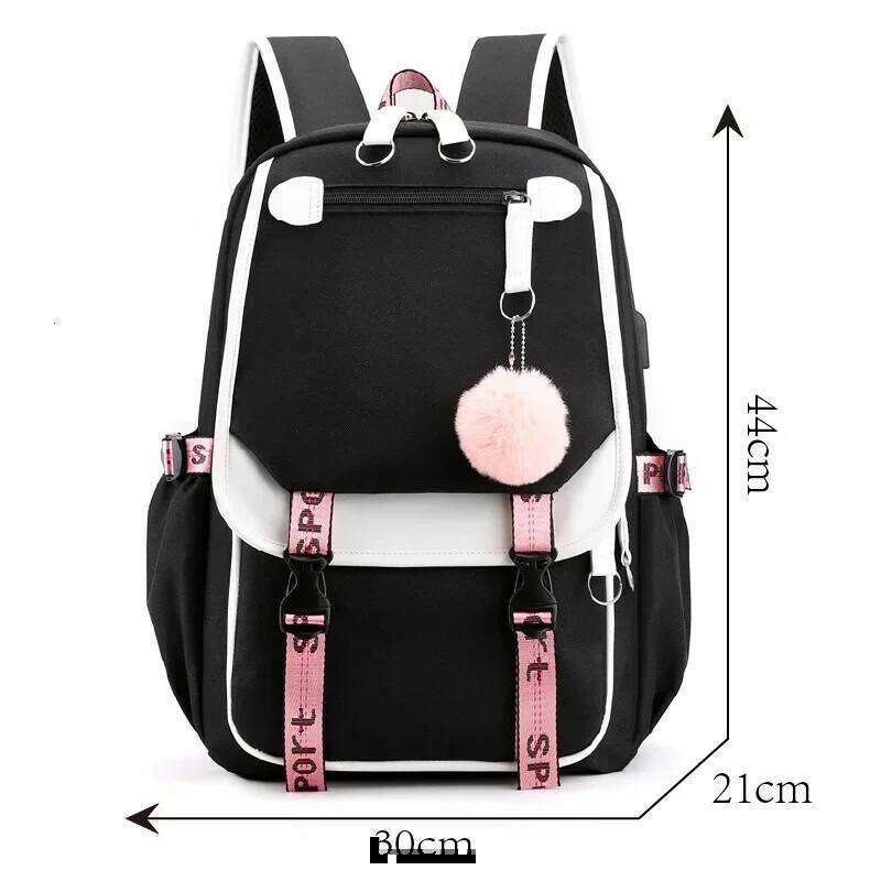 Korean Style High School for Teenage Girl Fashion Black White Student Girls Backpack Schoolbag Cute Book Bag Z260124