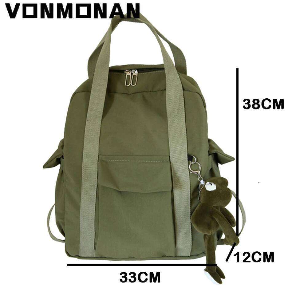 New Solid Color Women Waterproof Nylon Backpack Simple School for Teenage Girl Shoulder Travel Hand Book Bag Rucksack Z260124