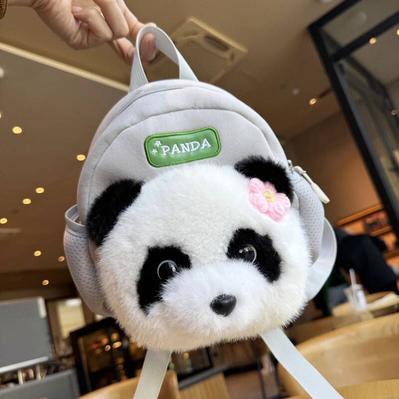 Fashionable Cartoon Panda Plush Backpack Student Large Capacity School Bag