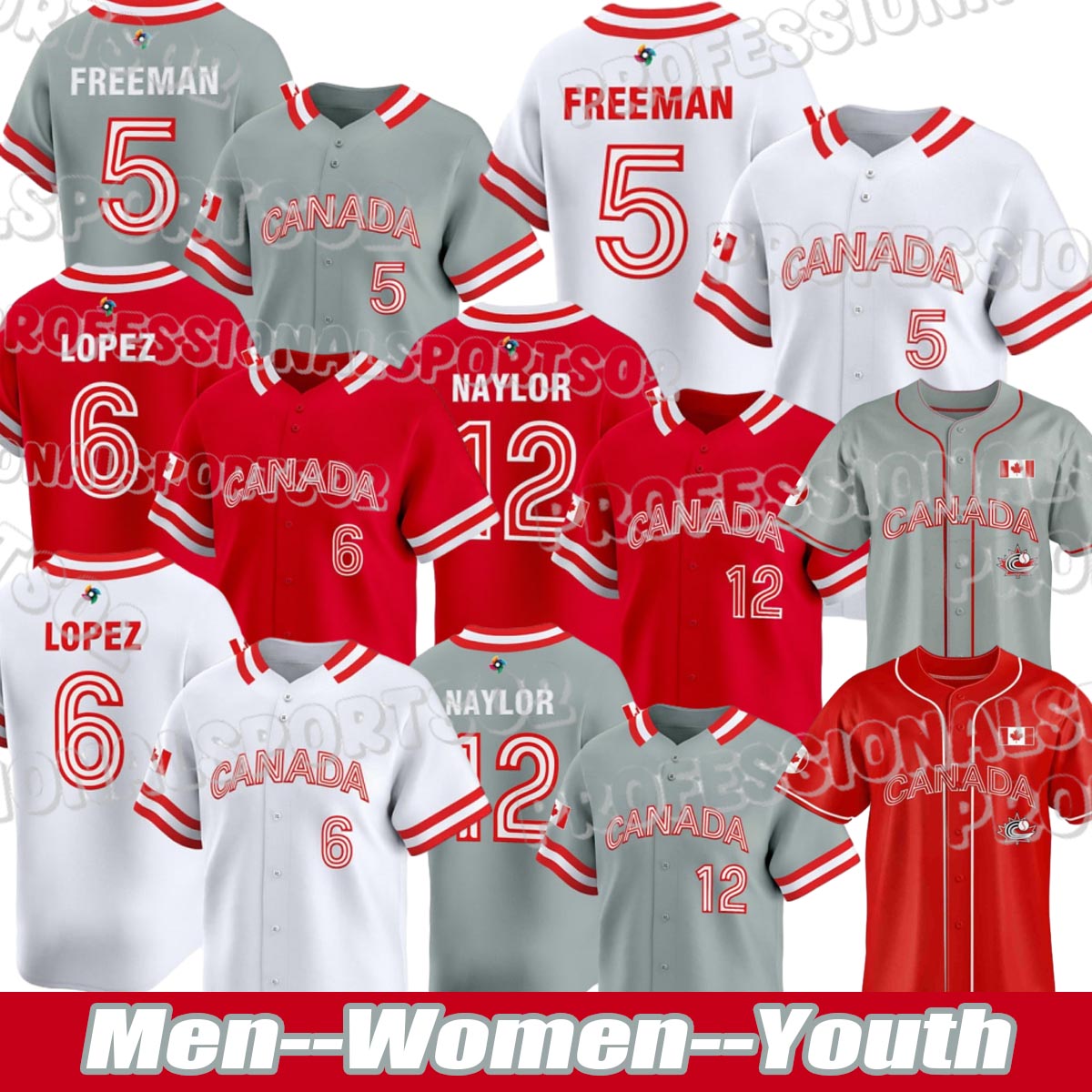 Team Canada Baseball Jerseys 2026 World jersey Classic Freddie Freeman Otto Lopez Denzel Clarke Jacob Robson Tyler O'Neill Abraham Toro Cal Quantrill jerseys