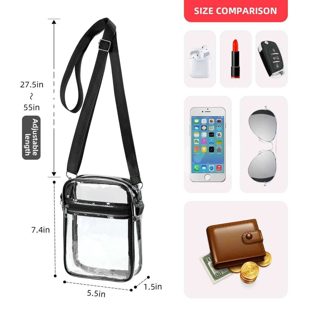 Women Clear Shoulder Stadium Approved PVC Concert Transparent Purse Simple Crossbody Bag With Front Pocket Casual Handbag Z260124