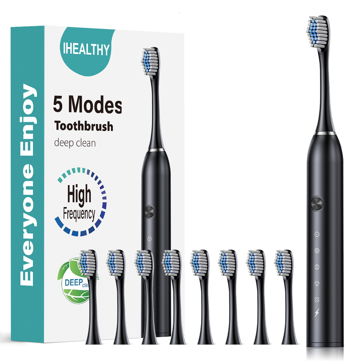 Sejoy Electric Toothbrush 5 Modes USB Rechargeable 12 Replacement Toothbrush Heads Adult Ultrasonic Teeth Cleaning 240816