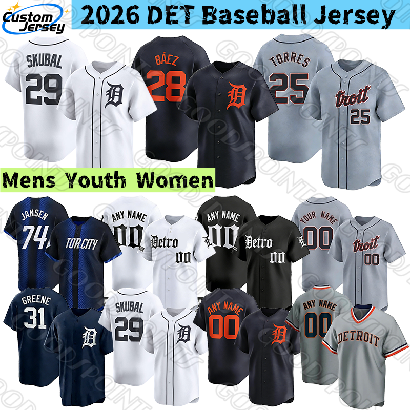 DetroitS Tigers Jersey #29 Tarik Skubal Gleyber Torres Javier Baez Jack Flaherty Torkelson Keith Riley Greene Jansen Rogers Vest Carpenter Cabrera Baseball Jerseys