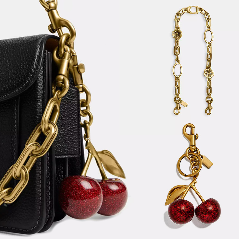 Cherry Bag Charm Keychains Key Rings keychain Retro-Cool Cherry Motif In Glittery Resin Clip it To Favorite Bag Set of Keys For Refreshing Style key chain Lanyards