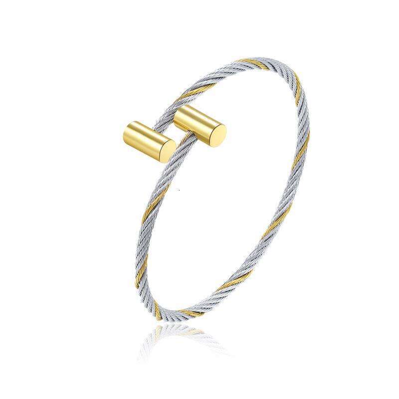 New Titanium Wire Rope Bracelet for Women Open Designer Bangle Stainless Steel Fashion Simple Jewelry Woven