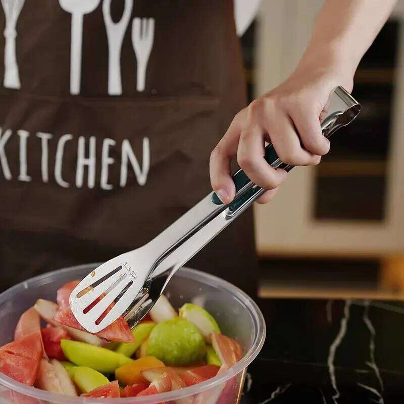 1PC Non Slip Stainless Steel Food Tongs Meat Salad Bread Clip Barbecue Grill Buffet Clamp Cooking Tools Kitchen Accessories