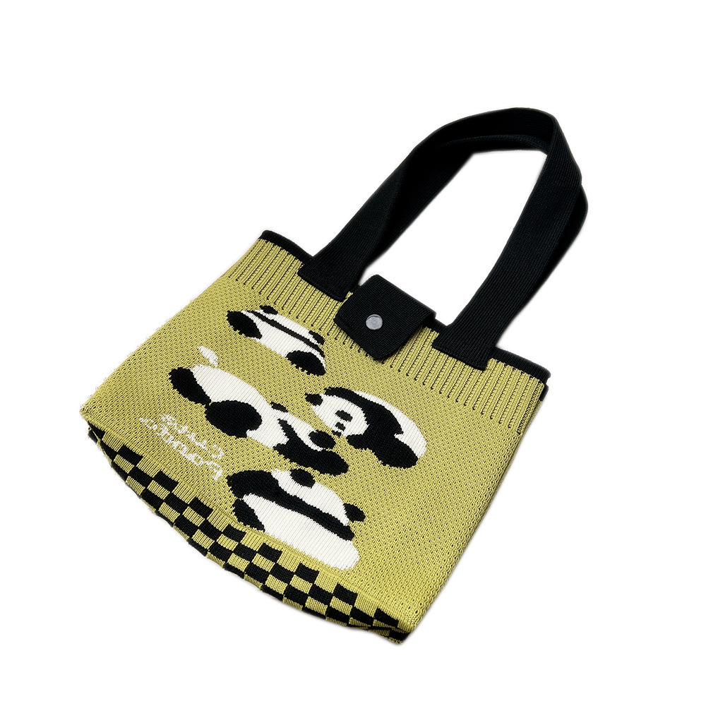 Red Panda Knitted For Women, Large Capacity Summer Green Cartoon Women's Bag, Autumn Winter Single Shoulder Handheld Shopping Bag