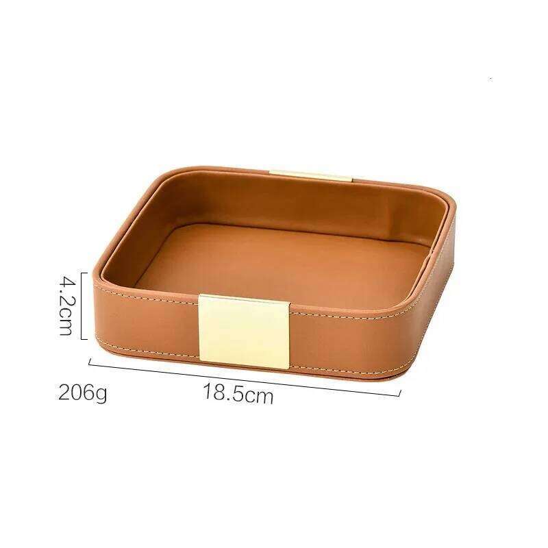 Light Luxury PU Leather Portable Makeup Organizer Storage Jewelry Ring Dish Entrance Key Holder Sundry Tray Jewellry