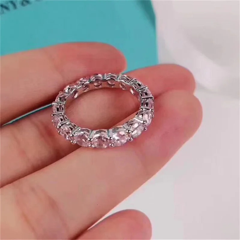 Real 925 Sterling Silver ring Round 4mm Lab Diamond Cz Engagement wedding band rings For women men Party Jewelry 260121