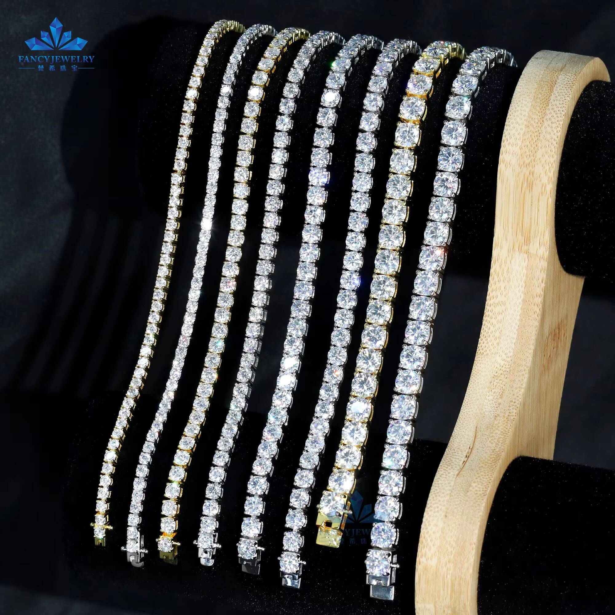 Factory Custom Elegant 10K/14K Real Gold Lab Grown Tennis Necklace 2mm-4mm Fine Link Chain with GRC Certificate Gift