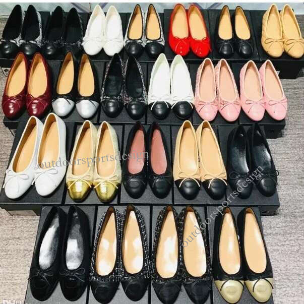 Designer ladies shoes luxury Mary Jane shoes flat shoes leather letters bow dance shoes fashion stitching dress shoes black yellow pink with box 35-42