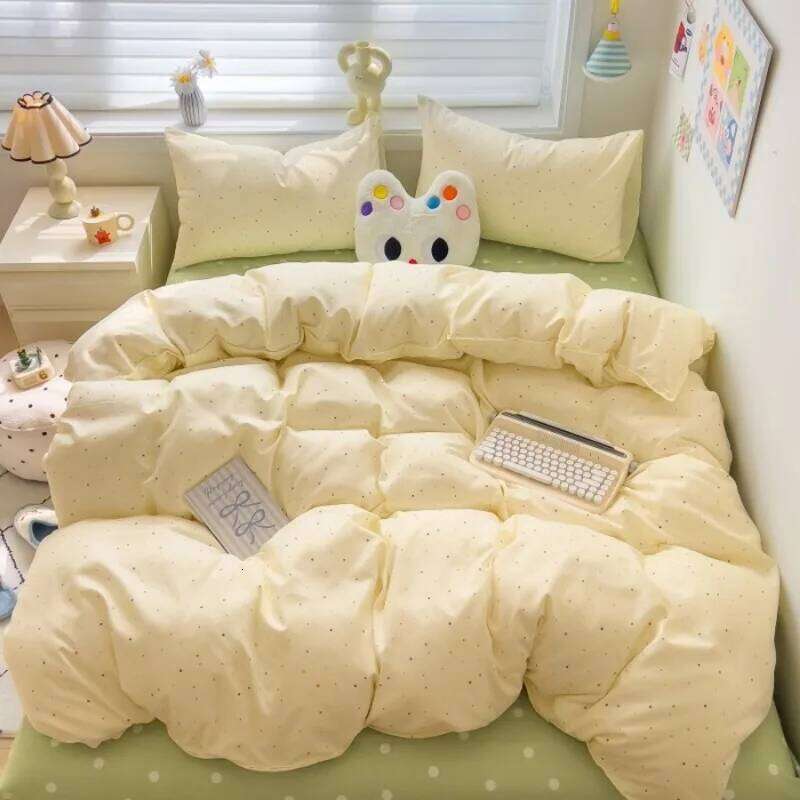2025 new class A knitted cotton four-piece set, small fresh quilt cover, bed sheet floral dormitory three-piece set Y260124