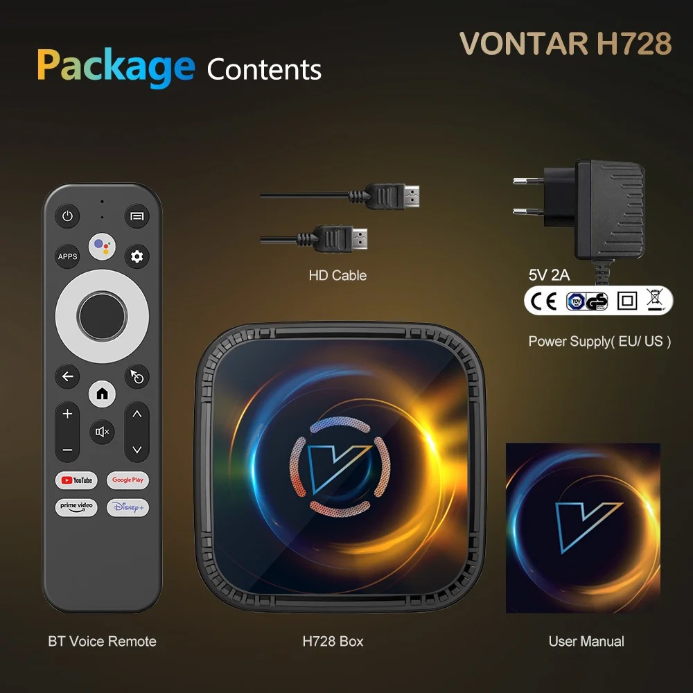 VONTAR H728 Android 14 TV Box Allwinner H728 Octa Core Cortex A55 Support 8K Video 4K 1000M LAN Wifi6 Media Player Cooling Fan