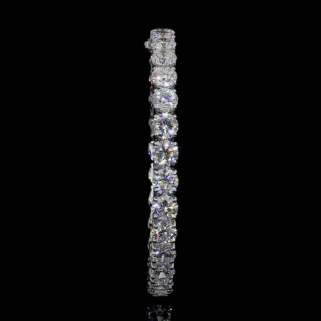 14K White Gold Lab Grown Diamond Tennis Bracelet Round Cut
