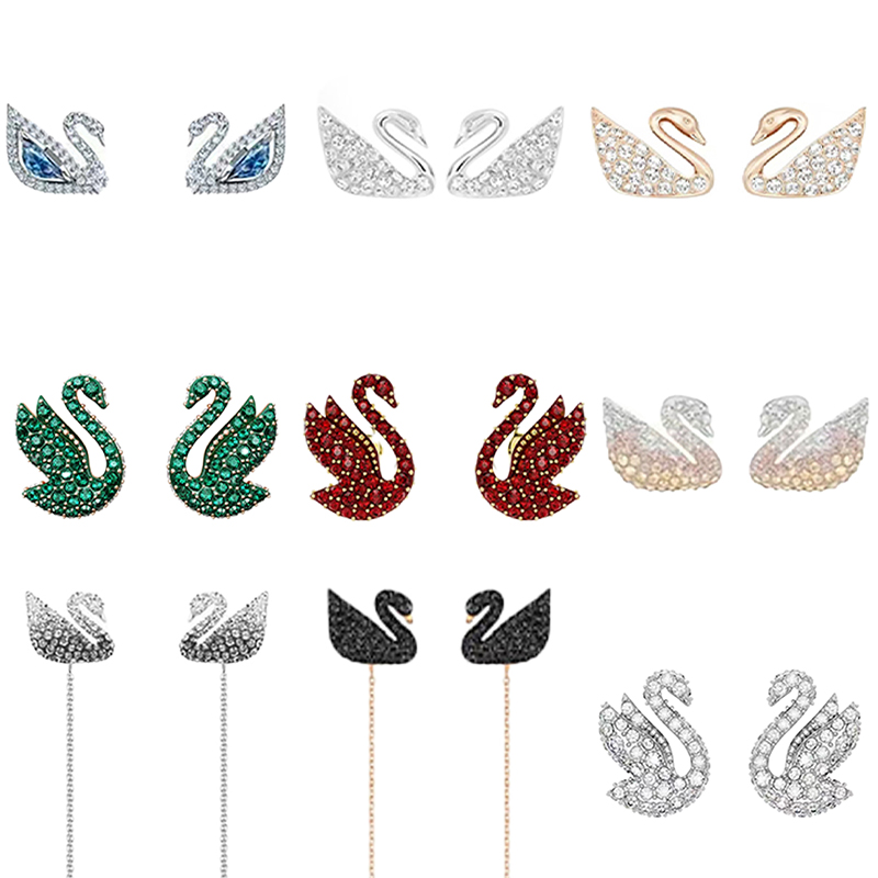 Women's Charm Swan Earrings Luxury Brand Swarovskilys Earrings High Quality Crystal Stainless Steel Earrings Designer