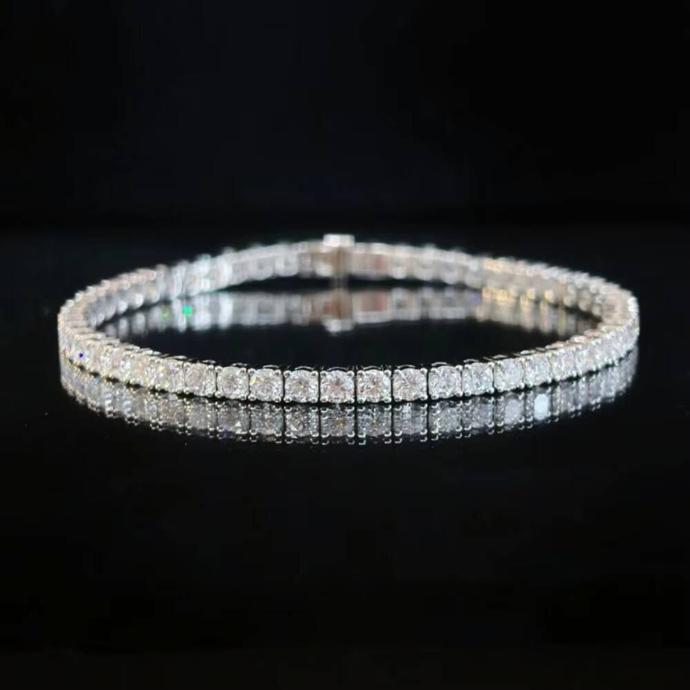 Custom Lab Grown Diamond Tennis Bracelet 18k Gold 29mm D VVS Eco-Friendly CMA Certified Tennis Chain for Men and Women