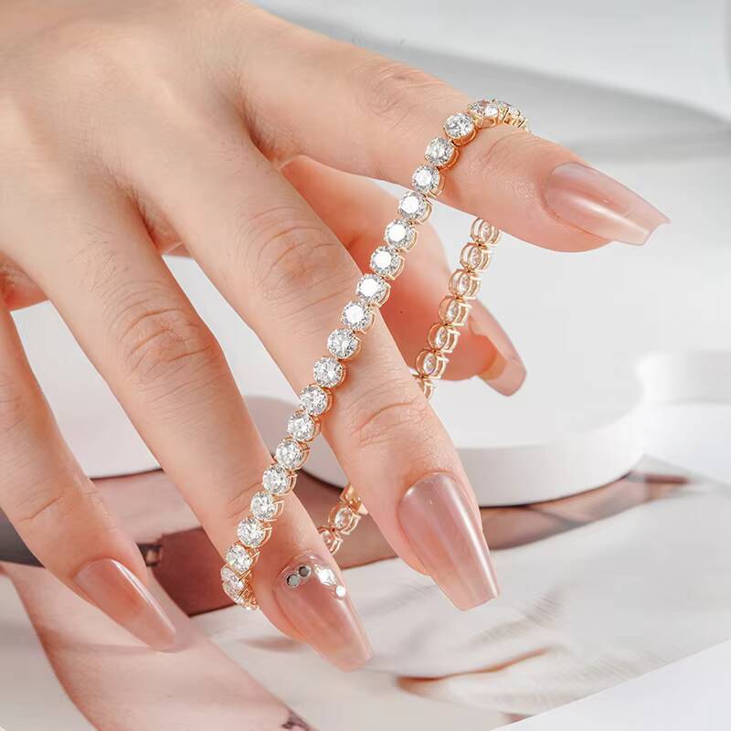 Ready to Ship Tennis Bracelet 10K White Yellow Solid Gold Different Size Lab Grown Diamond Tennis Chain