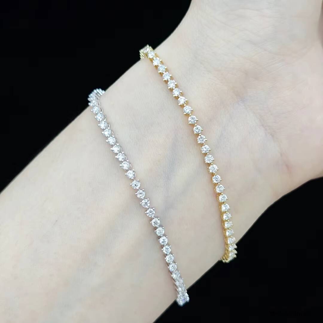 Custom HPHT Cvd Lab Grown Diamond Tennis Bracelet Necklace Chain 18K 3mm 4mm 5mm Igi Gia Certificate for Women