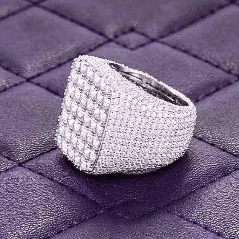 GRA Mens 925 Sterling Silver Hip Hop Iced Out Bling Cluster Ring VVS Moissanite D Color Passes Diamond Tester Gift