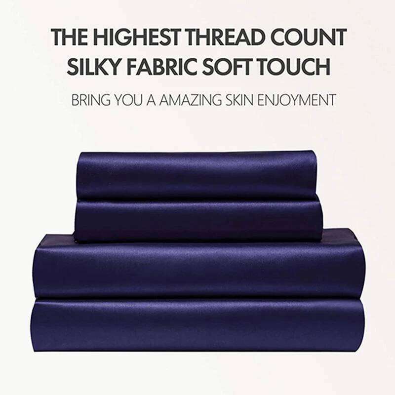 New high-end satin fabric deluxe silk oversized bed sheet set Y260124