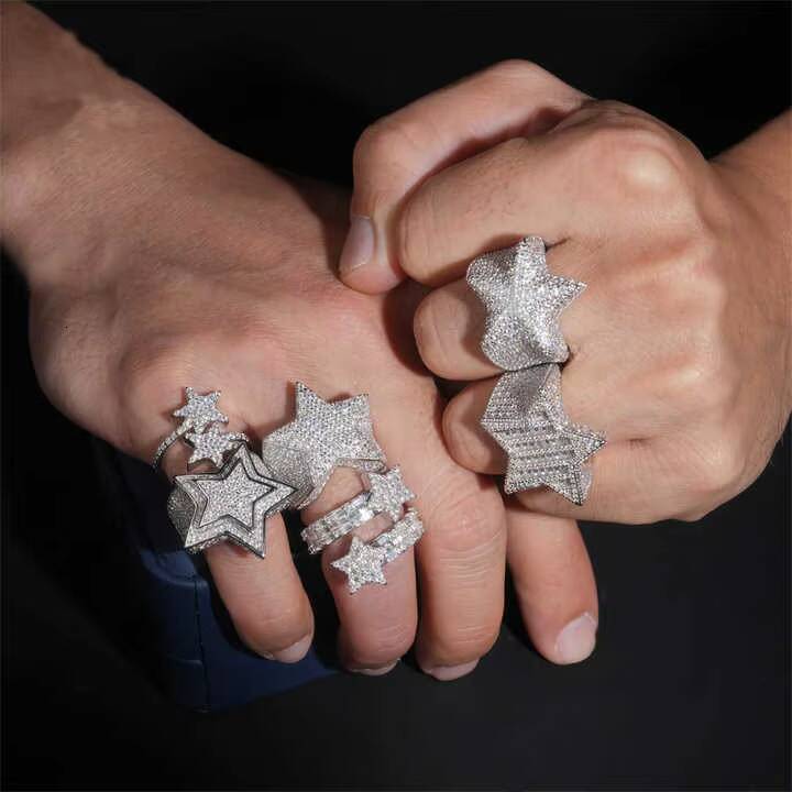 Gallerley Custom Shining New Style Rapper Hip Hop 925 Silver Moissanite Jewelry Rings Iced Out Mens Ring