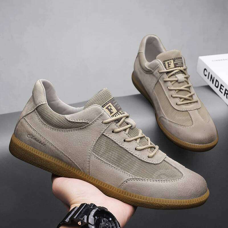 2025 New Genuine Leather Outdoor Non-slip Walking Shoe Breathable Mesh Men's Casual Shoes Luxury Men Sneakers H260124