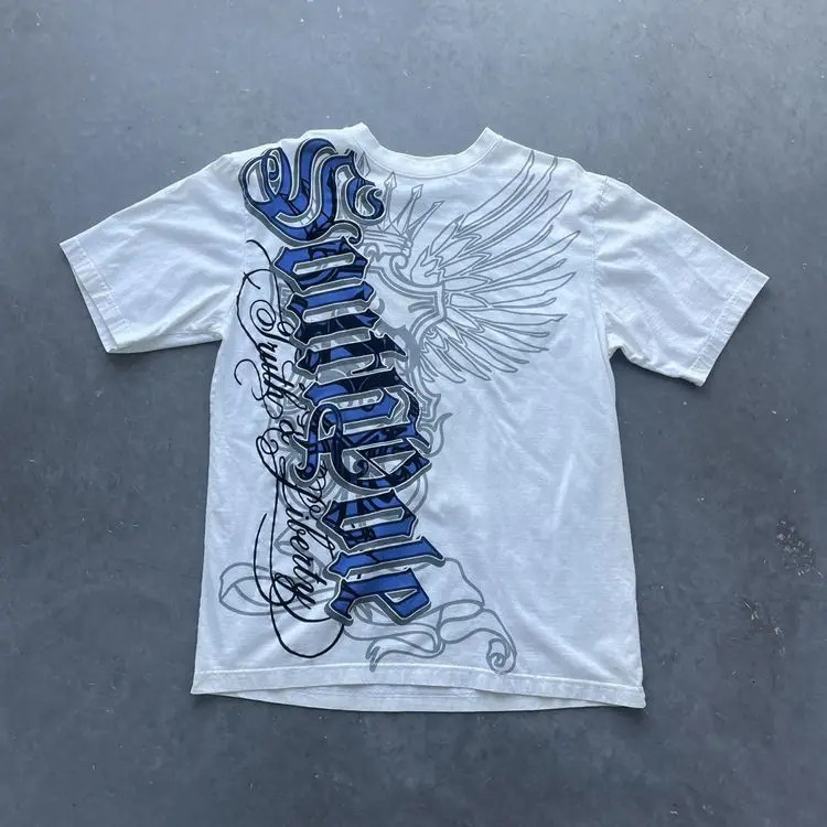 Hip Hop T-Shirt Streetwear Women Vintage Graphic American Style Fashion Baggy Pure Tops Leisure Couple Short Sleeves 260122