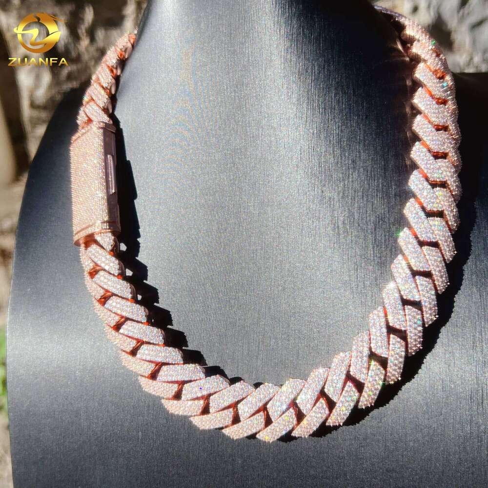 22Mm High Quality Hip Hop Luxury Diamond Iced Out Jewelry 925 Sterling Silver Cuban Link Moissanite Chain