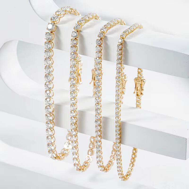 Ready to Ship Tennis Bracelet 10K White Yellow Solid Gold Different Size Lab Grown Diamond Tennis Chain
