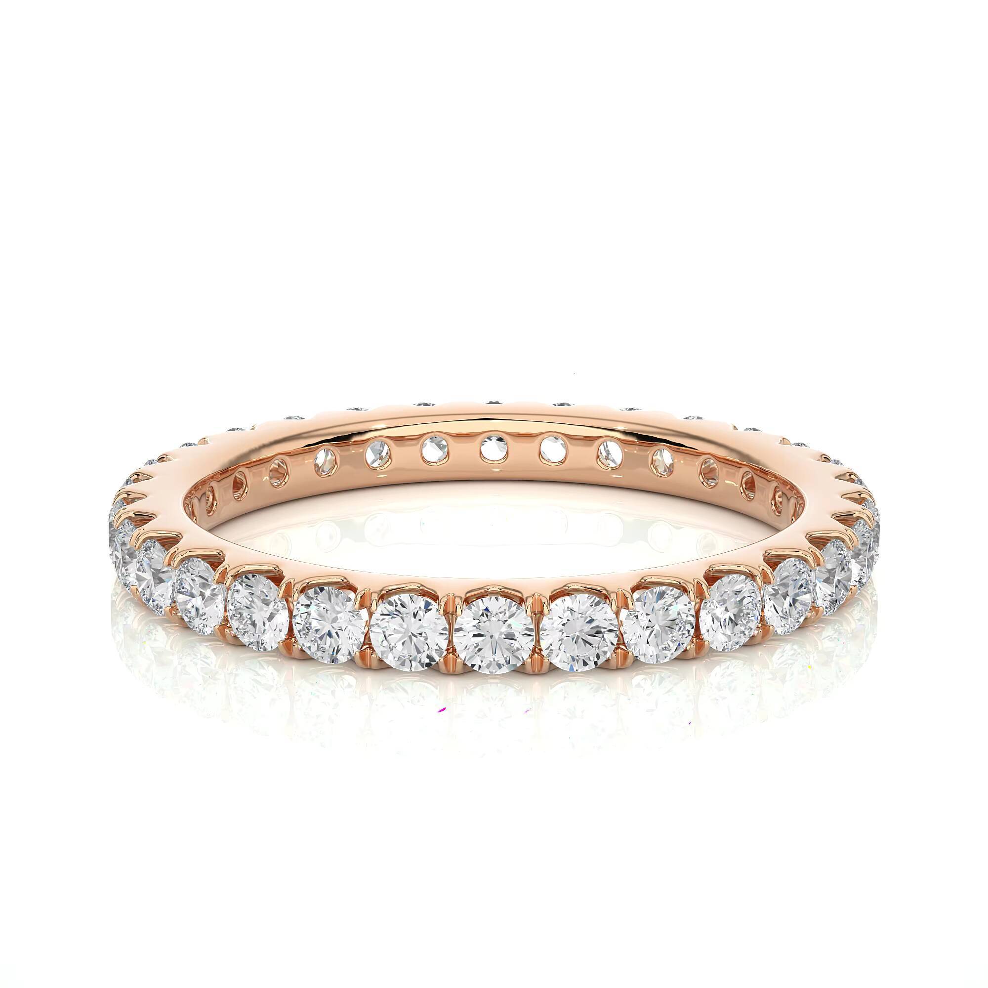 Luxury Custom Available 18K Eternity Wedding Band Lab Grown White Gold Round Cut Diamond Fine Ring Jewelry Gifts For Her