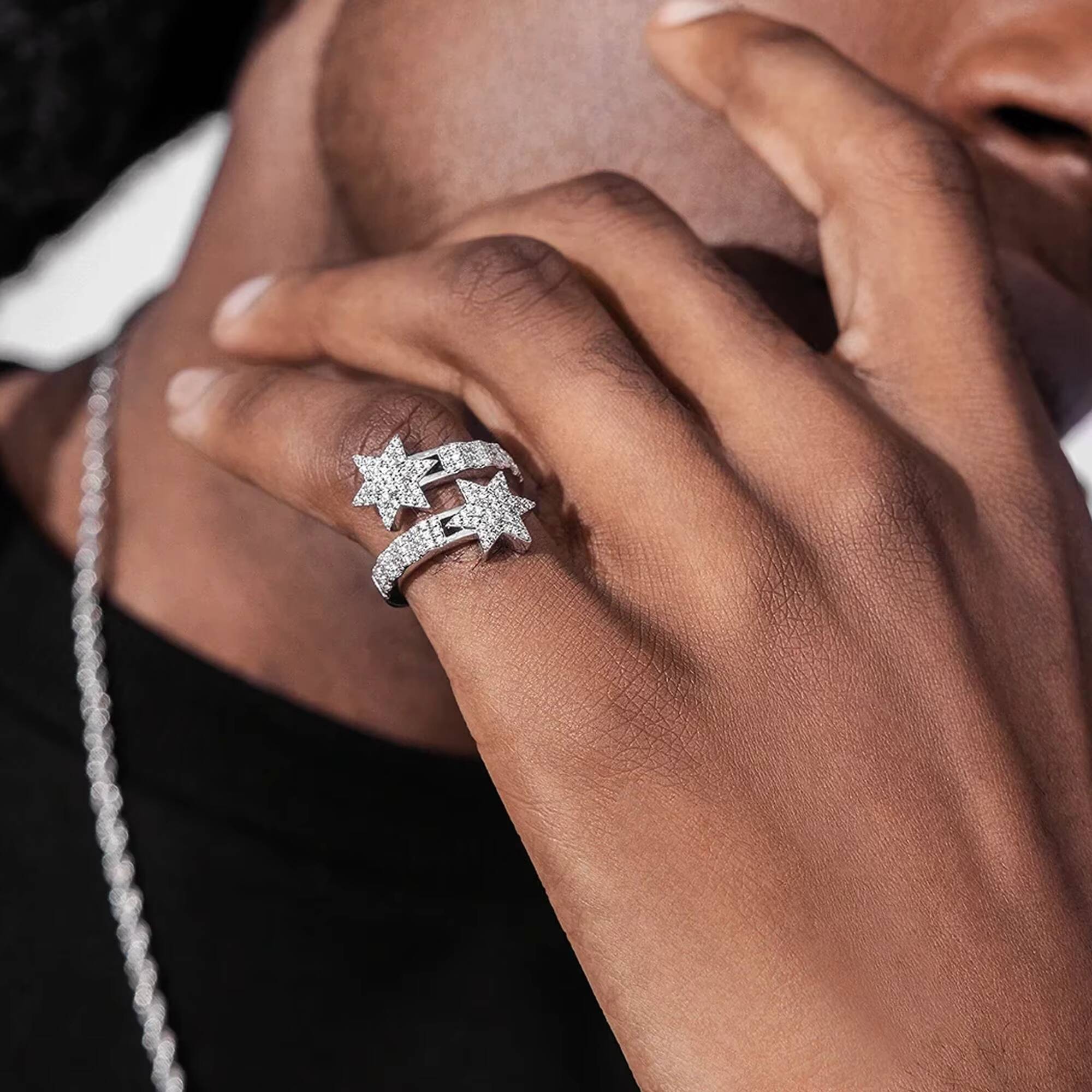 Luxury Iced Hip Hop Unisex VVS Moissanite 925 Silver Bling Jewelry Silver Plated Streetwear Rapper Ring Ice Legacy Ring