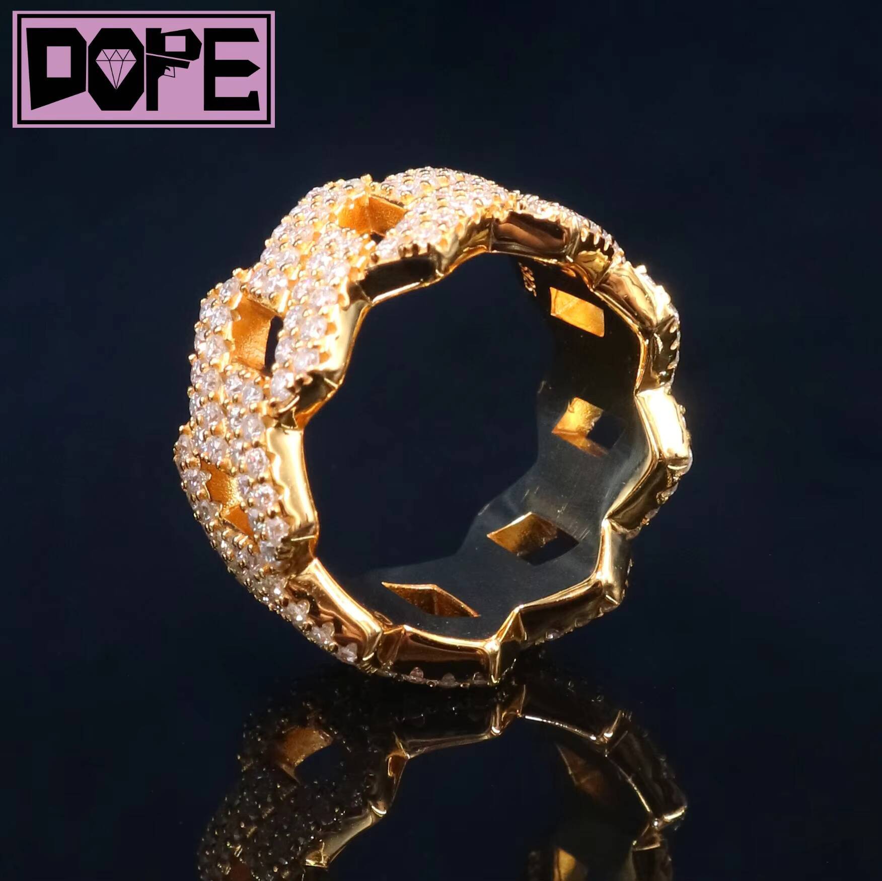 Hip Hop Moissanite Ring 925 Sterling Silver Iced Out Men VVS Diamond Moissanite Cuban Ring