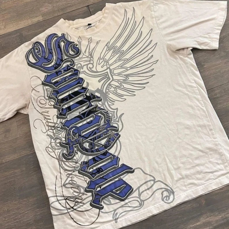 Hip Hop T-Shirt Streetwear Women Vintage Graphic American Style Fashion Baggy Pure Tops Leisure Couple Short Sleeves 260122