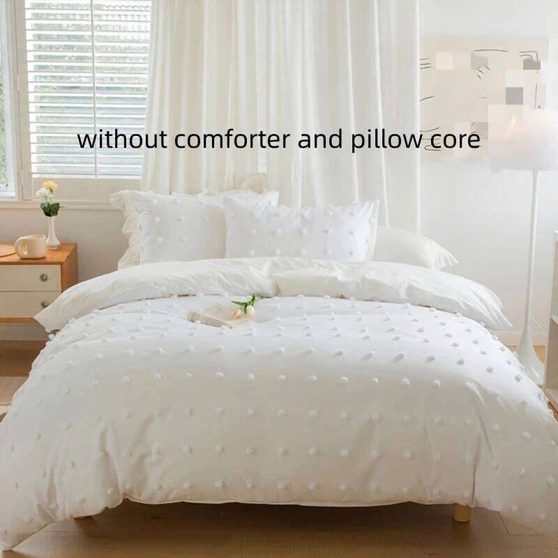 3pcs Korean style bedding set Double Duvet 220x240 Solid Twist Cotton King Size Bedding Quilt Cover Set Y260124