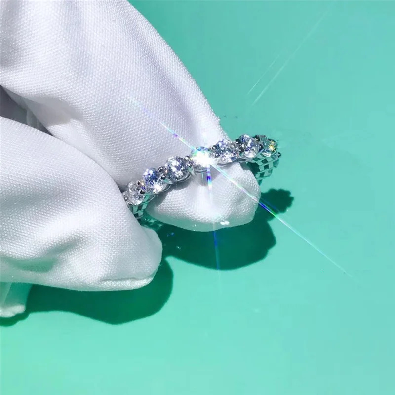 Real 925 Sterling Silver ring Round 4mm Lab Diamond Cz Engagement wedding band rings For women men Party Jewelry 260121