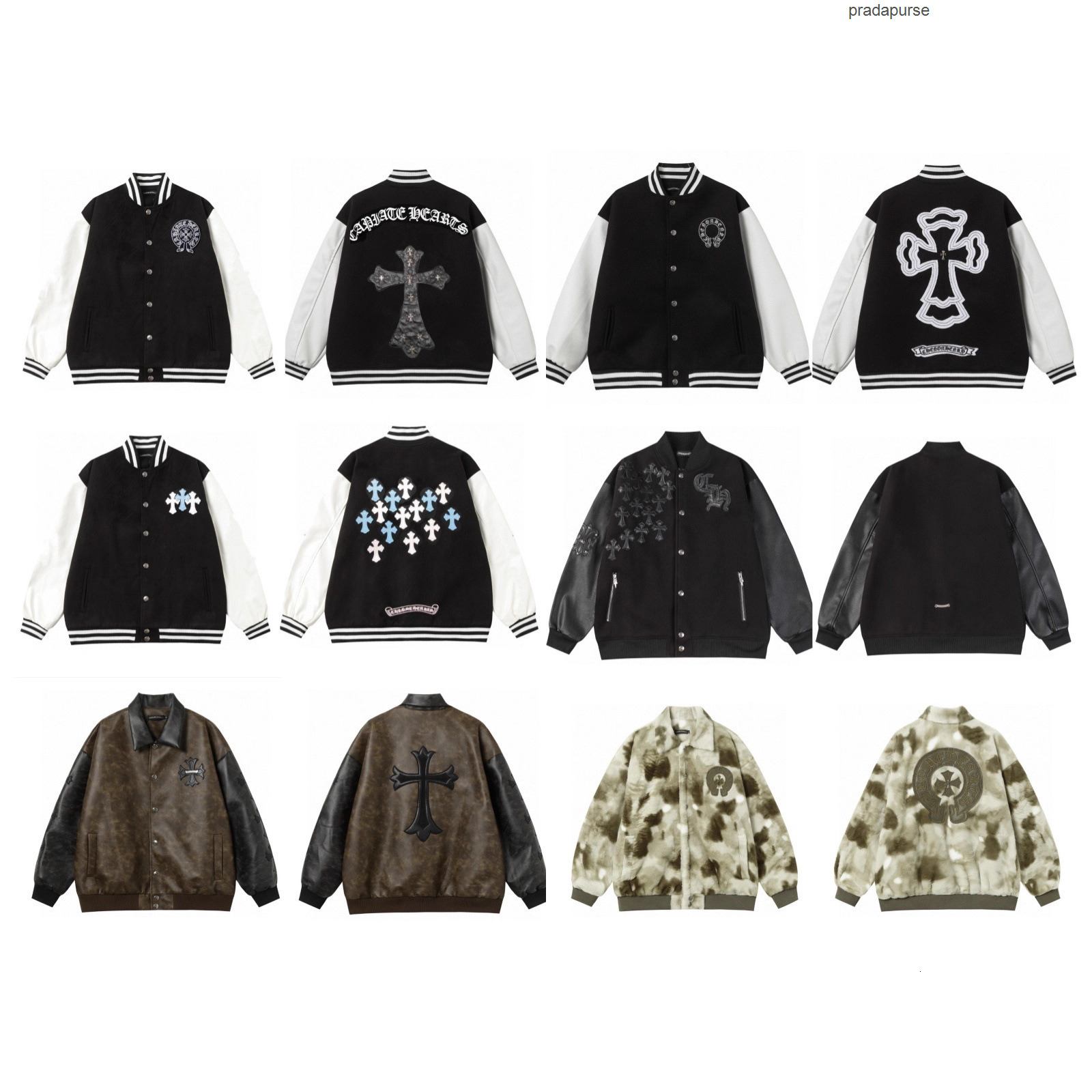 designer luxury men jackets for women 25ss high quality ch autumn winter new embroidered cross baseball jacket coat chrime chrome hearts chromehearts 4V7R ANRT