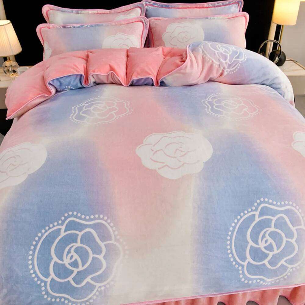 Light Luxury Class A Milk Velvet Four-Piece Set Winter Warm Thickened Fleece Home Anti-static Duvet Cover Bed Sheet Bedding Sets Y260124