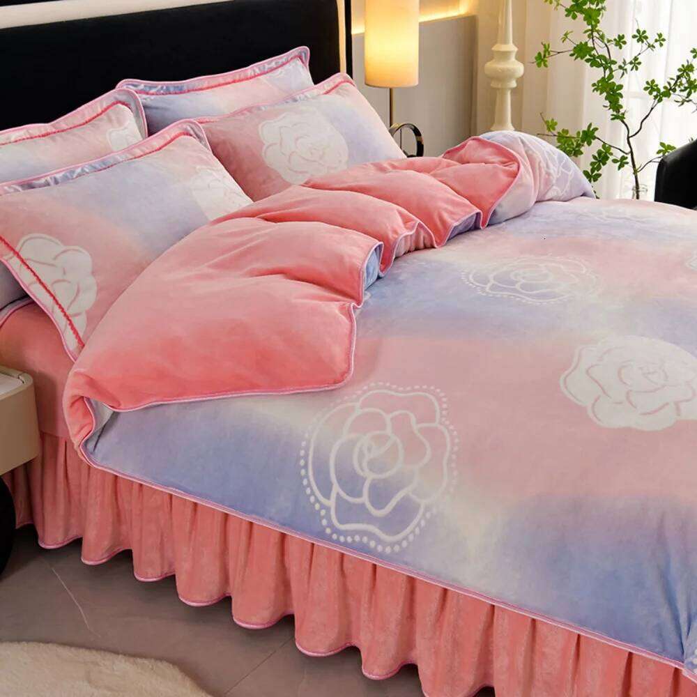 Light Luxury Class A Milk Velvet Four-Piece Set Winter Warm Thickened Fleece Home Anti-static Duvet Cover Bed Sheet Bedding Sets Y260124