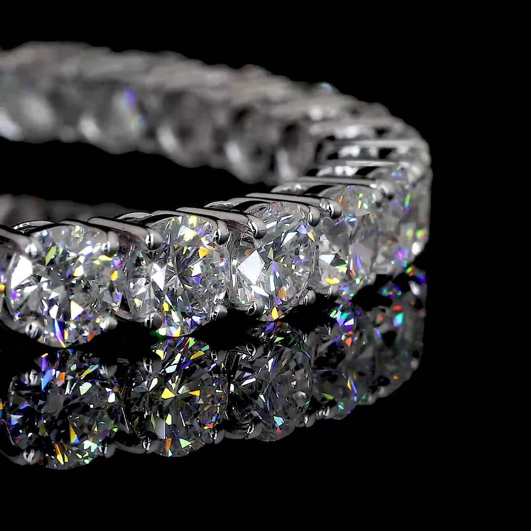 14K White Gold Lab Grown Diamond Tennis Bracelet Round Cut