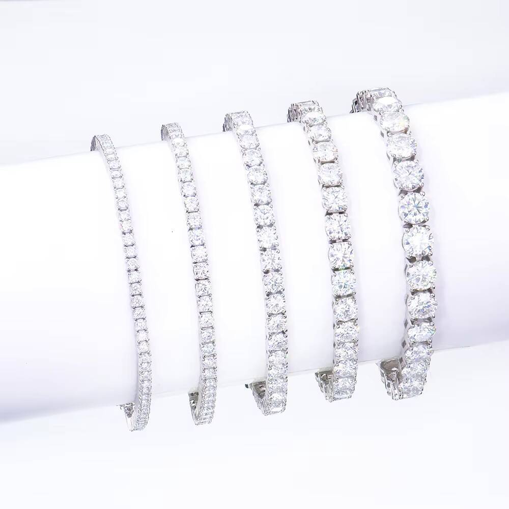 High Quality 2-6mm Silver 925 Vvs Vvs1 Real Cvd Hpht Lab-grown Tennis Chain Bracelet Fine Chain Link Bracelets