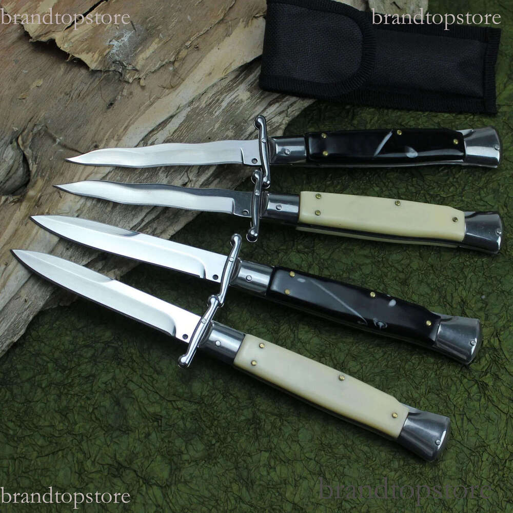 knife 4Models 10'' Stiletto Mafia Knife 440C Blade Resin Handles folding knife Pocket Knives EDC Tools