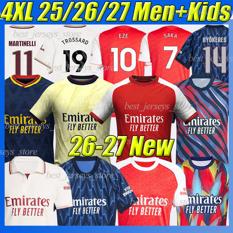 4XL 2025/26/27 arsen GYOKERES soccer jerseys SAKA TROSSARD EZE MERINO RICE ZUBIMENDI GABRIEL MADUEKE G.JESUS J.TIMBER ODEGAARD Pre-match football shirts men kids kits