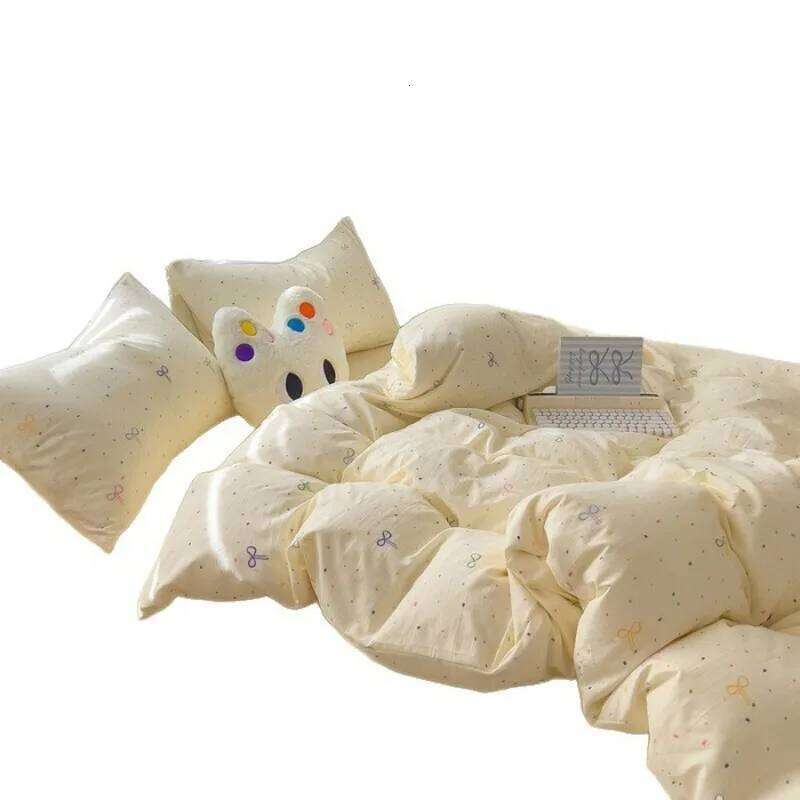 A-class cotton wash set, four-piece set with double-layered gauze bedsheet, duvet cover, and bed skirt, suitable for all seasons Y260124