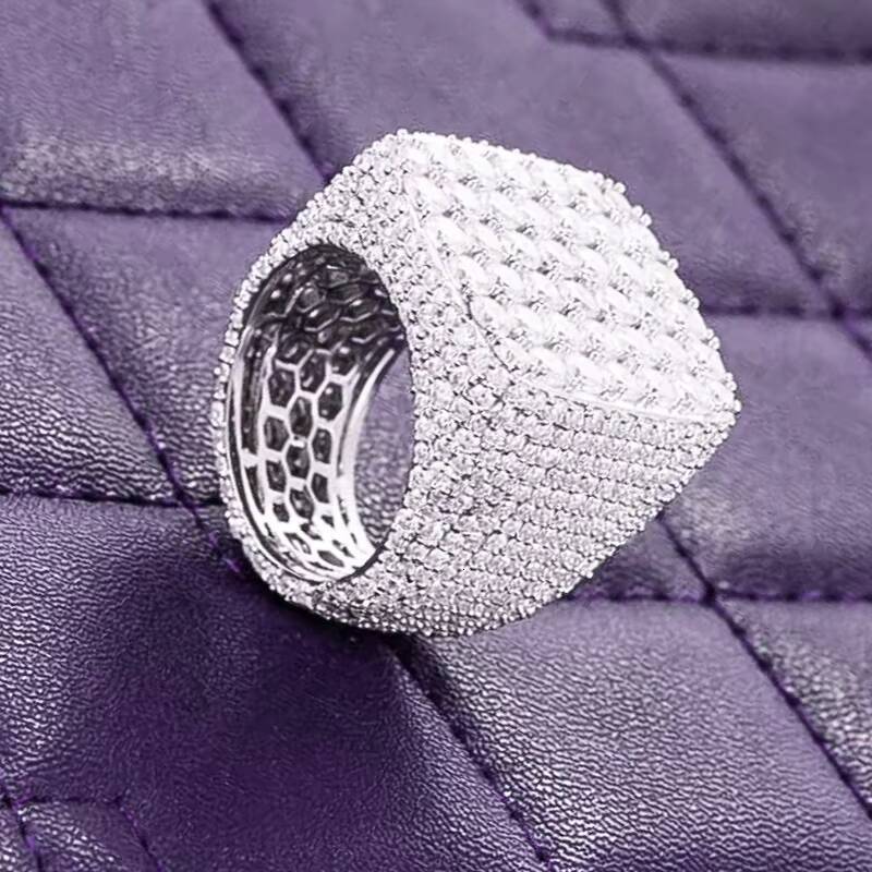GRA Mens 925 Sterling Silver Hip Hop Iced Out Bling Cluster Ring VVS Moissanite D Color Passes Diamond Tester Gift